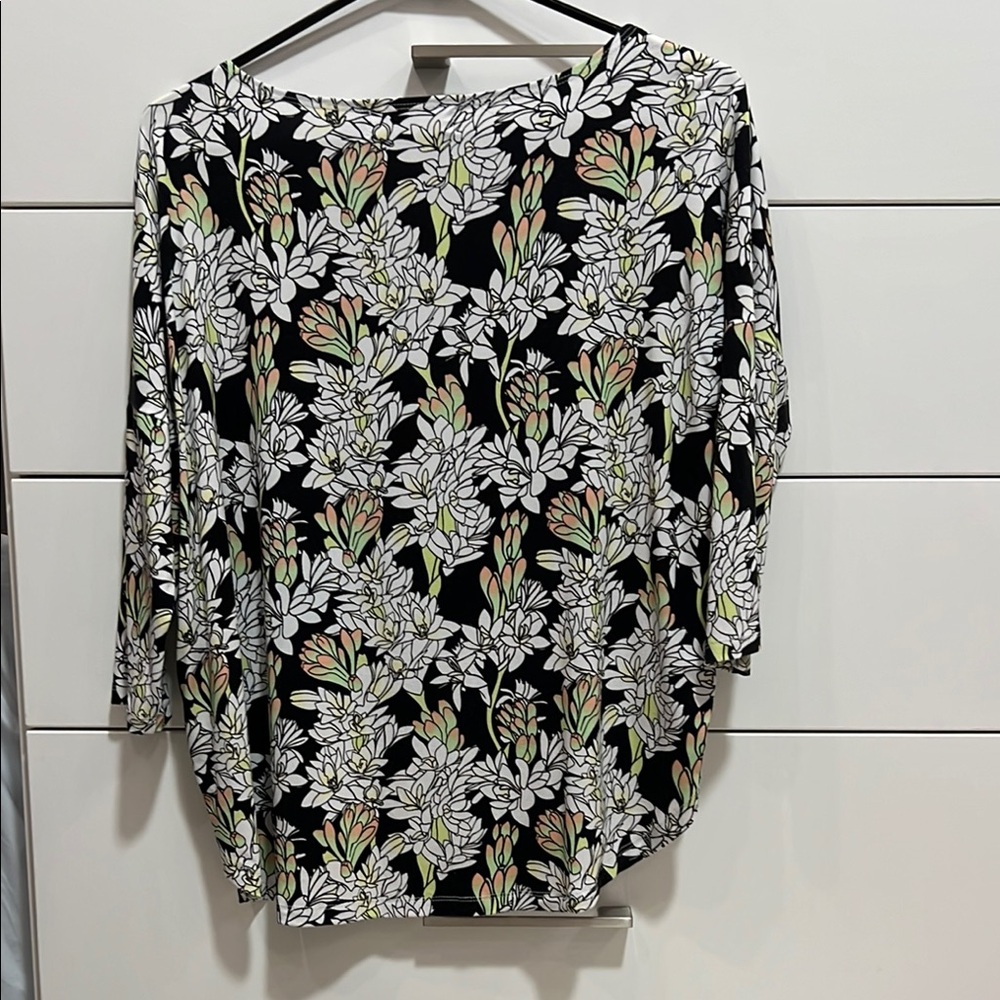 Fighting Eel EUC top Winona Black and White 3/4 Sleeve Blouse - Picture 2 of 4